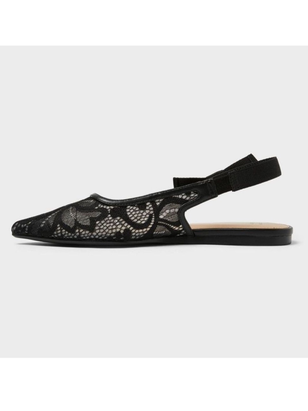 a new day Black Lace Pointed Slingback Flats - Picture 3 of 7